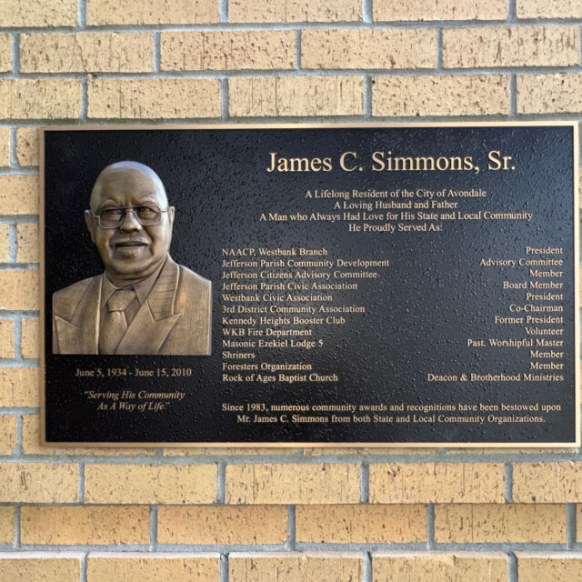 James Simmons Bronze Dedicational Plaque